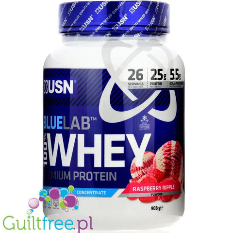 USN Blue Lab Whey Raspberry Ripple 0,9kg - odzywka białkowa WPI, WPC, WPH z Tolerase L by USN (Ultimate Sports Nutrition) (usn-blue-lab-whey-raspberry-ripple-09kg-odzywka-bialkowa-wpi-wpc-wph-z-tolerase-l)