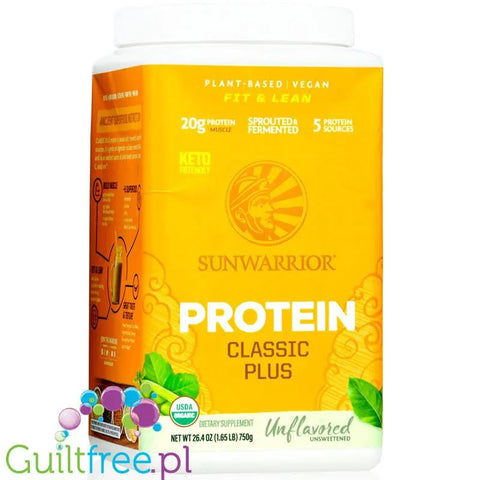 Sunwarrior Protein Classic Plus, Natural 0,75KG - organiczna wegańska odżywka białkowa bez słodzików by Sunwarrior (sunwarrior-protein-classic-plus-natural-075kg-organiczna-weganska-odzywka-bialkowa-bez-slodzikow)