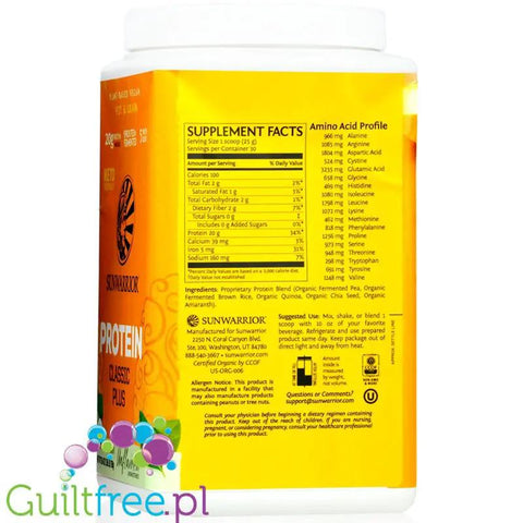 Sunwarrior Protein Classic Plus, Natural 0,75KG - organiczna wegańska odżywka białkowa bez słodzików by Sunwarrior (sunwarrior-protein-classic-plus-natural-075kg-organiczna-weganska-odzywka-bialkowa-bez-slodzikow)