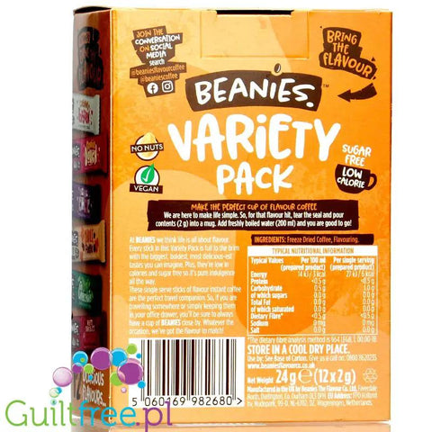 Beanies Variety Pack - 12 różnych smaków, liofilizowana, aromatyzowana kawa instant 2kcal by Beanies Flavour Coffee (beanies-variety-pack-12-roznych-smakow-liofilizowana-aromatyzowana-kawa-instant-2kcal)