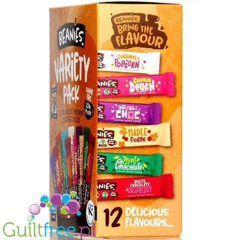 Beanies Variety Pack - 12 różnych smaków, liofilizowana, aromatyzowana kawa instant 2kcal by Beanies Flavour Coffee (beanies-variety-pack-12-roznych-smakow-liofilizowana-aromatyzowana-kawa-instant-2kcal)