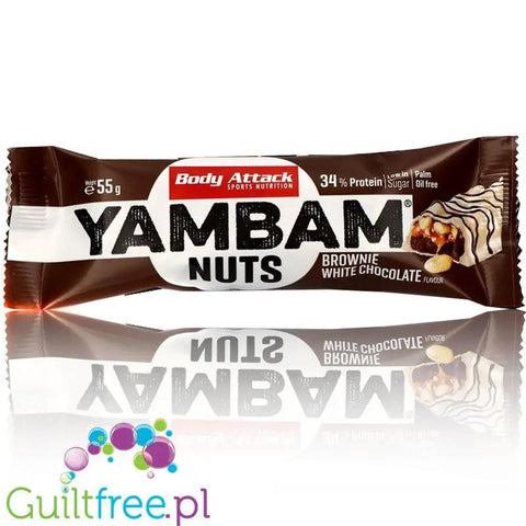 YamBam Brownie White Chocolate - baton białkowy Brownie, Karmel & Biała Czekolada by Body Attack (body-attack-yam-bam-brownie-white-chocolate-protein-bar-40g)