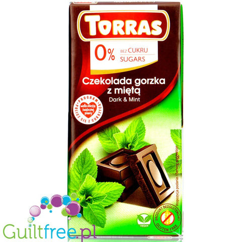 Torras Dark & Mint - ciemna gorzka czekolada z miętą bez cukru by Torras (torras-ciemna-czekolada-z-mieta-mniej-niz-05g-cukru)