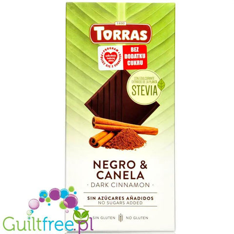 Torras Dark & Cinnamon Stevia - gorzka czekolada bez cukru z cynamonem by Torras (torras-ciemna-czekolada-z-cynamonem-slodzona-stewia)