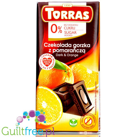 Torras Dark & Orange - bezglutenowa ciemna czekolada z pomarańczami bez cukru by Torras (torras-ciemna-czekolada-z-pomaranczami-25g-cukru)