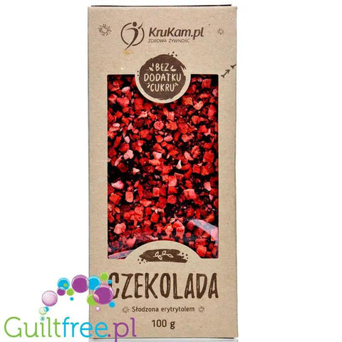 Krukam ciemna czekolada bez dodatku cukru z truskawkami, słodzona erytrolem by KruKam (krukam-ciemna-czekolada-bez-dodatku-cukru-z-truskawkami-slodzona-erytrolem)