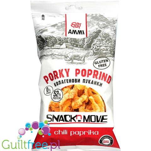 AMMI Porky Poprind Chilli Paprika 40g - keto prażynki wieprzowe bez węglowodanów 70% białka by AMMI (pork crunch) (ammi-porky-poprind-chilli-paprika-40g-keto-prazynki-wieprzowe-bez-weglowodanow)