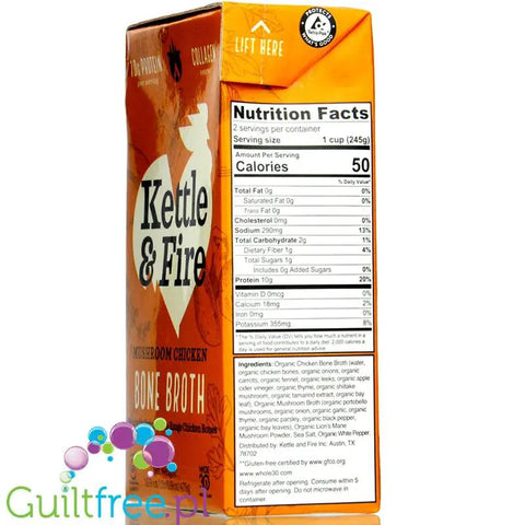 Kettle & Fire Bone Broth, Mushroom Chicken - organiczny bulion, gotowy wywar drobiowo-grzybowy by Kettle & Fire (kettle-fire-bone-broth-mushroom-chicken-organiczny-bulion-gotowy-wywar-drobiowo-grzybowy)