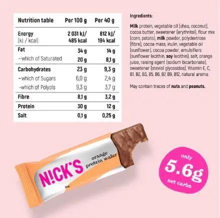 N!CK'S Nicks Protein Waffer, Chocolate Orange - bezglutenowy wafelek proteinowy, Czekolada & Pomarańcza by Nick's! (nck-s-nick-s-protein-waffer-chocolate-orange-wafelek-proteinowy-czekolada-pomarancza)
