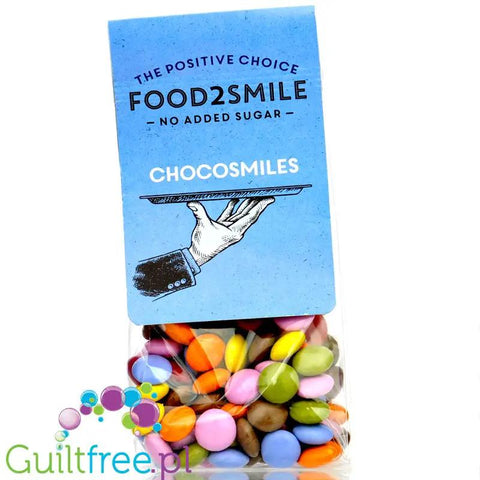 Food2Smile ChocoSmiles - kolorowe drażetki z czekolady pełnomlecznej bez dodatku cukru by Food2Smile (food2smile-chocolate-miles-kolorowe-drazetki-z-czekolady-pelnomlecznej-bez-dodatku-cukru)