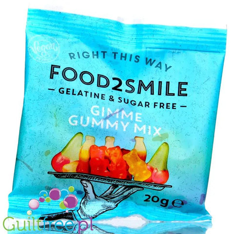 Food2Smile Gimme Gummy Mix Mini Bag - wegańskie żelki misie bez cukru ze stewią by Food2Smile (food2smile-gimme-gummy-mix-mini-bag-zelki-misie-bez-cukru-w-owocowych-smakach)