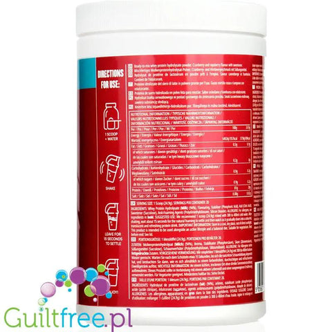 MyProtein Clear Whey Isolate Cranberry & Raspberry - hydrolizat smakowy, odżywka 20g białka w 90kcal, Żurawina & Malina by My Protein (myprotein-clear-whey-isolate-cranberry-raspberry-hydrolizat-smakowy-odzywka-20g-bialka-w-90kcal-zurawina-malina-1)