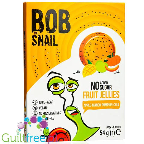 Bob Snail Jelly Jabłko, Mango, Dynia, Chia 54g - wegańska galaretka z owoców bez dodatku cukru by Bob Snail (bob-snail-jelly-jablko-mango-dynia-chia-54g-weganska-galaretka-z-owocow-bez-dodatku-cukru)