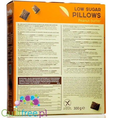 Turtle Low Sugar Peanut Butter Pillows - poduszki zbożowe z masłem orzechowym niska zawartość cukrów bezglutenowe BIO 300g by Turtle (turtle-low-sugar-peanut-butter-pillows-poduszki-zbozowe-z-maslem-orzechowym-niska-zawartosc-cukrow-bezglutenowe-bio-300g)