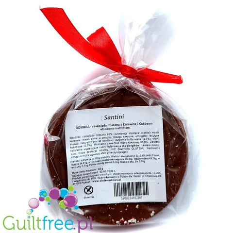 Santini Christmas - bombka z mlecznej czekolady bez cukru z ksylitolem z żurawiną, malinami i kokosem by Santini (santini-christmas-bombka-z-mlecznej-czekolady-bez-cukru-z-ksylitolem-z-zurawina-malinami-i-kokosem)