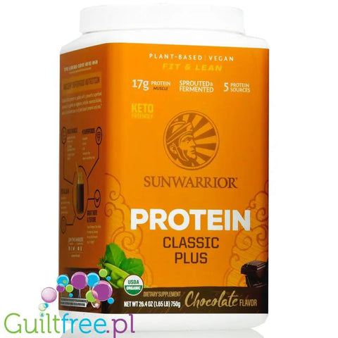 Sunwarrior Protein Classic Plus, Chocolate 075KG - organiczna wegańska odżywka białkowa z 5 superfoods by Sunwarrior (sunwarrior-protein-classic-plus-chocolate-075kg-organiczna-weganska-odzywka-bialkowa-z-5-superfoods)