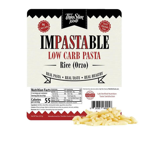 ThinSlim Foods Impastable Low Carb Pasta Orzo - ultra niskokaloryczny keto makaron 96kcal w 100g by ThinSlim Foods (thinslim-foods-impastable-low-carb-pasta-orzo-ultra-niskokaloryczny-keto-makaron-96kcal-w-100g)