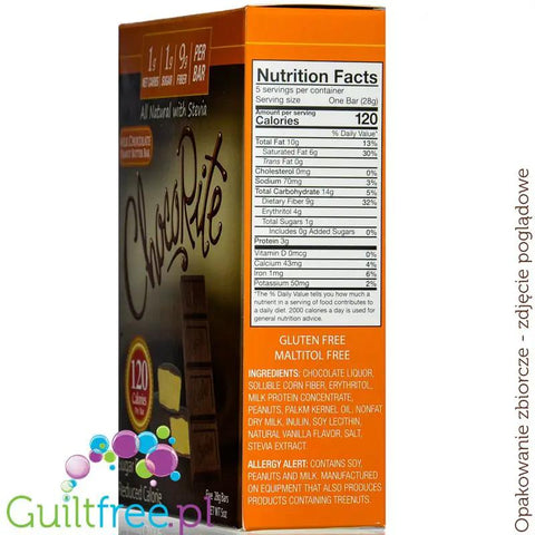 Healthsmart ChocoRite Milk Chocolate Peanut Butter - keto czekoladka z orzechami, ze stewią i erytrolem by HealthSmart Foods (healthsmart-chocorite-solid-chocolate-bar-milk-chocolate-peanut-butter)