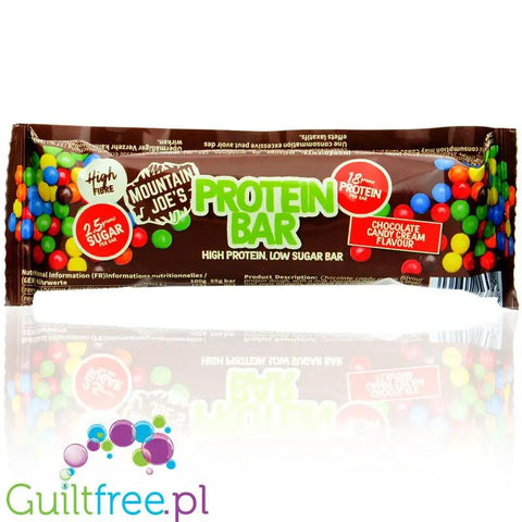 Mountain Joe's Protein Bar Chocolate Candy Cream - proteinowe brownie z karmele, czekoladą i lentilkami by Mountain Joe's (mountain-joe-s-protein-bar-chocolate-candy-cream)
