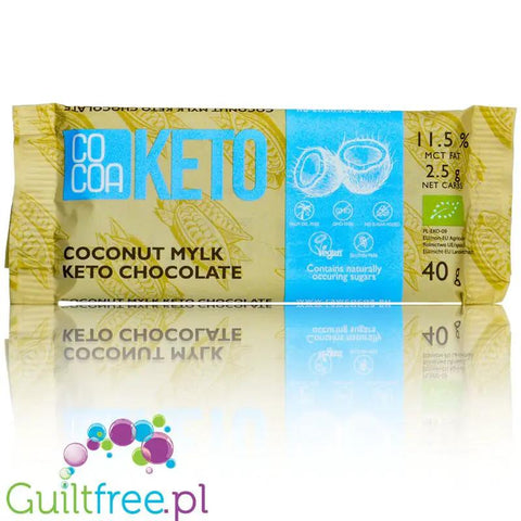 RAW COCOA Keto Mylk Chocolate Coconut - bio wegańska biało-mleczna czekolada z MCT i kokosem słodzona tylko erytrolem by COCOA RAW (raw-cocoa-keto-mylk-chocolate-coconut-bio-mleczna-czekolada-z-mct-i-kokosem-slodzona-tylko-erytrolem)