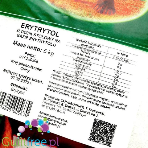 Targroch Erytrol 5KG - czysty słodzik erytrytol kryształ 100% w ekonomicznym opakowaniu by Targroch (targroch-erytrytol-5-kg)