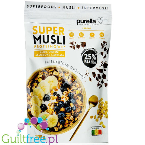 Purella Super Musli Proteinowe kakao, orzeszki arachidowe, czekolada by Purella Superfoods (Food Well) (purella-super-musli-proteinowe-kakao-orzeszki-arachidowe-czekolada)