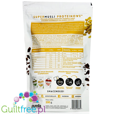 Purella Super Musli Proteinowe kakao, orzeszki arachidowe, czekolada by Purella Superfoods (Food Well) (purella-super-musli-proteinowe-kakao-orzeszki-arachidowe-czekolada)