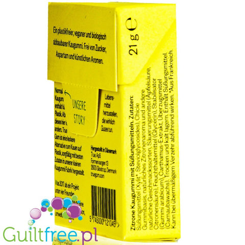 True Gum Lemon - wegańska bio guma do żucia bez cukru i plastiku ze stewią i ksylitolem by Forest Gum (true-gum-lemon-weganska-bio-guma-do-zucia-bez-cukru-i-plastiku-ze-stewia-i-ksylitolem)