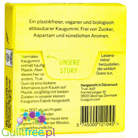 True Gum Lemon - wegańska bio guma do żucia bez cukru i plastiku ze stewią i ksylitolem by Forest Gum (true-gum-lemon-weganska-bio-guma-do-zucia-bez-cukru-i-plastiku-ze-stewia-i-ksylitolem)