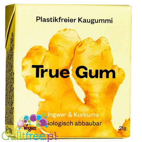 True Gum Ginger & Turmeric - wegańska bio guma do żucia bez cukru i plastiku ze stewią i ksylitolem by Forest Gum (true-gum-ginger-turmeric-weganska-bio-guma-do-zucia-bez-cukru-i-plastiku-ze-stewia-i-ksylitolem)