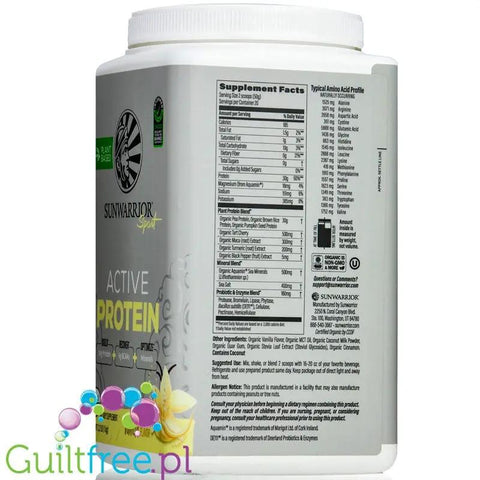 Sunwarrior Active Protein Organic Vanilla 1KG - organiczna wegańska odżywka białkowa ze stewią by Sunwarrior (sunwarrior-active-protein-organic-vanilla-1kg-organiczna-weganska-odzywka-bialkowa-ze-stewia)