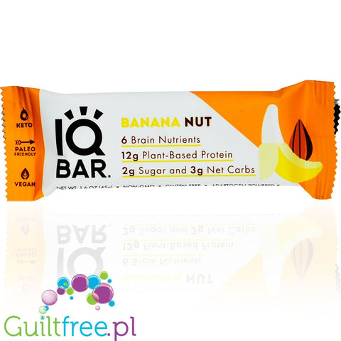 IQ Bar Banana Nut - wegański keto baton białkowy z Lion's Mane (Banan & Migdały) by IQ Bar (iq-bar-banana-nut-brain-body-weganski-baton-bialkowy-z-lion-s-mane-mcts-omega-3-i-cholina)