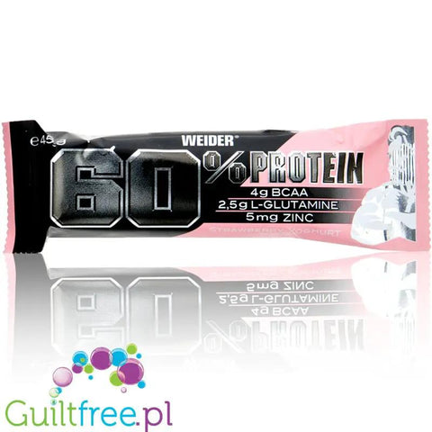 Weider 60% Protein Bar Strawberry & Yoghurt - baton proteinowy 27g białka & 166 kcal by WEIDER® (weider-60-protein-bar-strawberry-yoghurt-45g-baton-proteinowy-27g-bialka-166-kcal)