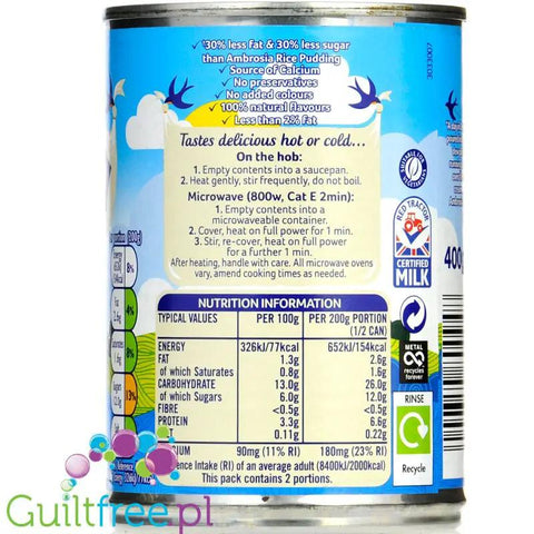 Ambrosia Rice Pudding Light - gotowy pudding ryżowy 30% mniej cukru & tłuszczu by Ambrosia (ambrosia-rice-pudding-puding-ryzowy-o-zmniejszonej-zawartosci-cukru)