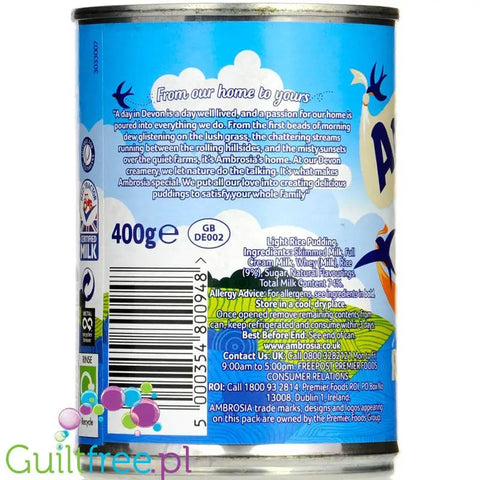 Ambrosia Rice Pudding Light - gotowy pudding ryżowy 30% mniej cukru & tłuszczu by Ambrosia (ambrosia-rice-pudding-puding-ryzowy-o-zmniejszonej-zawartosci-cukru)