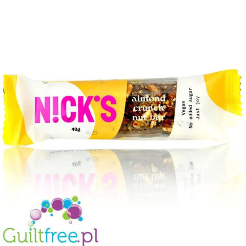 N!CK'S Nicks Almond Crunch Nut Bar - wegański baton 173kcal bez dodatku cukru ze stewią i erytrolem by Nick's! (nck-s-almond-crunch-nut-bar-weganski-baton-173kcal-bez-dodatku-cukru-ze-stewia-i-erytrolem)