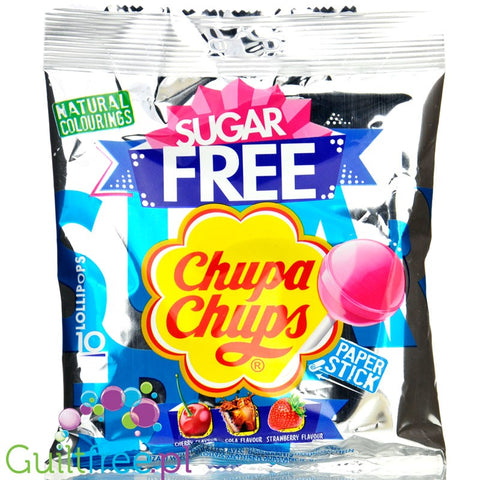 Chupa Chups Sugar Free lizaki bez cukru 26kcal, 10szt (Truskawka, Cola, Wiśnia) by Chupa Chups (chupa-chups-lizaki-bez-cukru-10szt-truskawka-cola-wisnia)