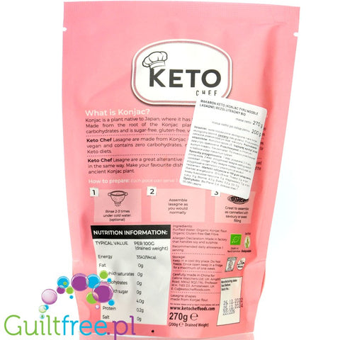Keto Chef Organic Konjac Lasagne - bio makaron shirataki 9kcal, formuła bezzapachowa by Keto Chef (keto-chef-organic-konjac-lasagne-bio-makaron-shirataki-9kcal-formula-bezzapachowa)