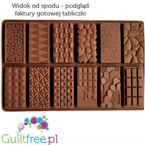 Silikonowa foremka do mini tabliczek czekolady, 12 różnych kształtów i faktur by Funky Flavors (silikonowa-foremka-do-mini-tabliczek-czekolady-12-roznych-ksztaltow-i-faktur)