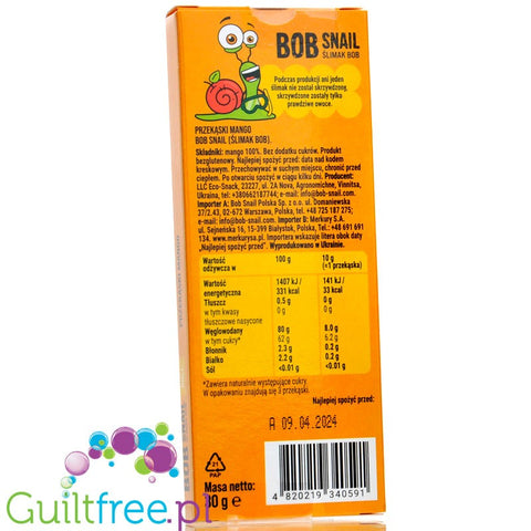 Bob Snail Przekąska mango bez dodatku cukru Bob Snail, 30g by Bob Snail (bob-snail-przekaska-mango-bez-dodatku-cukru-bob-snail-30g)