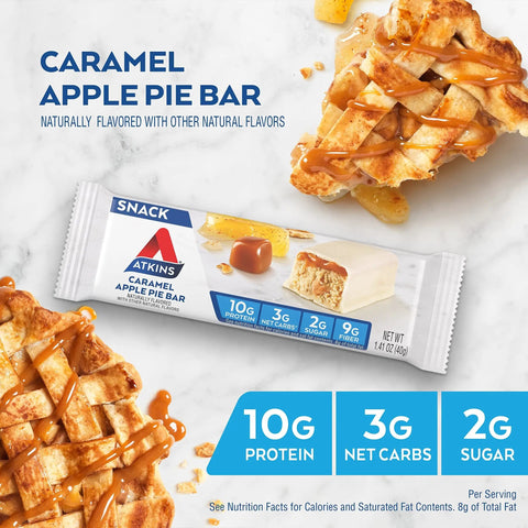 Atkins Snack Caramel Apple Pie - baton proteinowy 150kcal & 10g białka bez maltitolu, Szarlotka & Karmel by Atkins (atkins-snack-caramel-apple-pie-niskocukrowy-baton-10g-bialka)