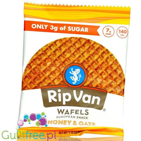 Rip Van Wafels Honey & Oats 140kcal - holenderski stroopwafel 80% mniej cukru, smak miodowo-owsianym by Rip Van (rip-van-wafels-honey-oats-140kcal-holenderski-stroopwafel-80-mniej-cukru-smak-miodowo-owsianym)
