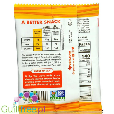 Rip Van Wafels Honey & Oats 140kcal - holenderski stroopwafel 80% mniej cukru, smak miodowo-owsianym by Rip Van (rip-van-wafels-honey-oats-140kcal-holenderski-stroopwafel-80-mniej-cukru-smak-miodowo-owsianym)
