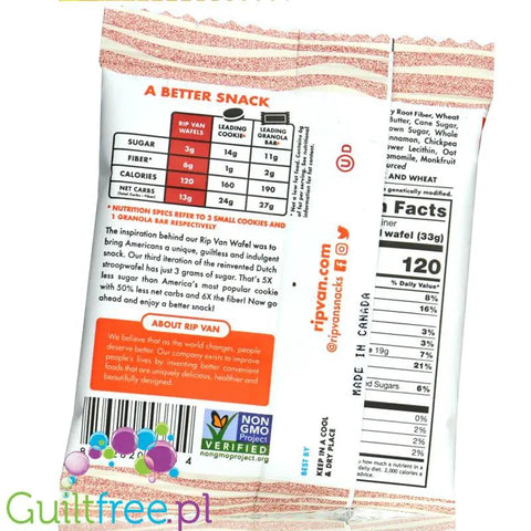 Rip Van Wafels Snickerdoodle 120kcal - holenderski stroopwafel 80% mniej cukru, smak ciastka cynamonowego by Rip Van (rip-van-wafels-snikerdoodle-120kcal-holenderski-stroopwafel-80-mniej-cukru-smak-ciastka-cynamonowego)