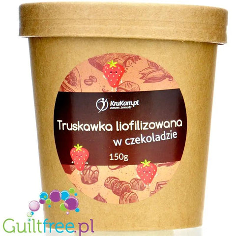 Krukam truskawka liofilizowana w czekoladzie 60% bez dodatku cukru słodzonej erytrolem by KruKam (krukam-truskawka-liofilizowana-w-czekoladzie-bez-dodatku-cukru-150g)