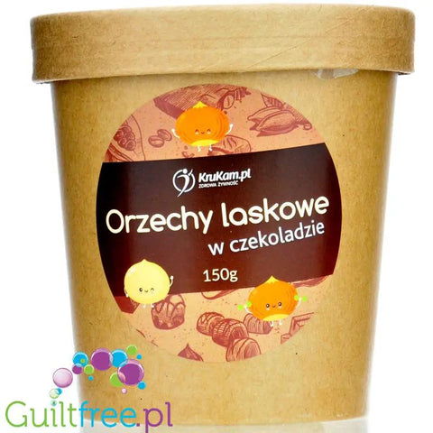 Krukam orzechy laskowe w czekoladzie 60% bez dodatku cukru słodzonej erytrolem by KruKam (krukam-orzechy-laskowe-w-czekoladzie-bez-dodatku-cukru-150g)