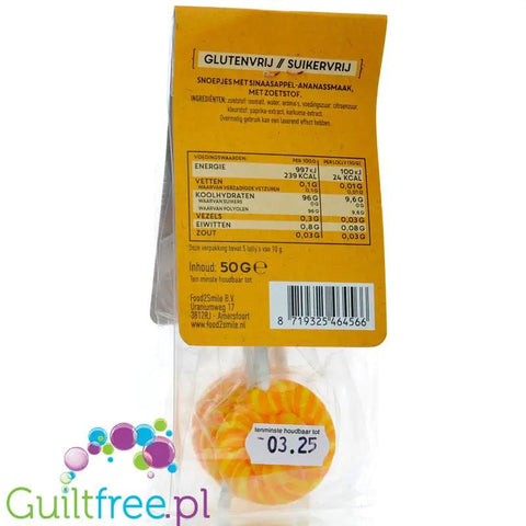 Food2Smile Orange Lollipops 24kcal - wegańskie lizaki bez cukru o smaku pomarańczowym 5 szt by Food2Smile (food2smile-orange-lollipops-24kcal-weganskie-lizaki-bez-cukru-o-smaku-pomaranczowym-5-szt)