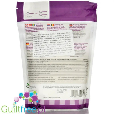 Sukrin + Pluss Erytrol & Stewia - naturalny słodzik 2 x słodszy od cukru 0kcal by Sukrin (sukrin-pluss-naturalny-2x-slodszy-od-cukru-0kcal)