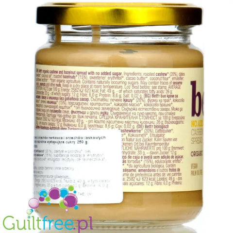 Bett'r Cashew Hazelnut Spread - wegański bio krem z prażonych nerkowców i orzechów laskowych bez dodatku cukru by Bett'r (Smart Organic) (bett-r-cashew-hazelnut-spread-weganski-bio-krem-z-prazonych-nerkowcow-i-orzechow-laskowych-bez-dodatku-cukru)