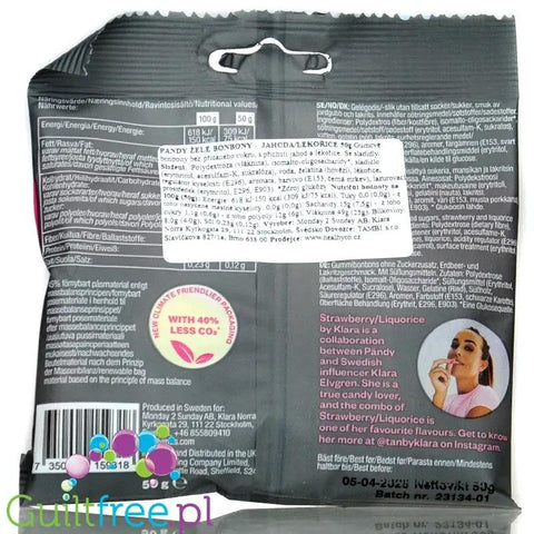 Pandy Candy Strawberry Liquorice - błonnikowe żelki bez cukru 45% mniej kalorii, Lukrecja Truskawkowa by Pandy Protein (pandy-candy-strawberry-liquorice-blonnikowe-zelki-bez-cukru-45-mniej-kalorii-lukrecja-truskawkowa)